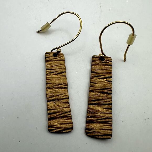 Banana Republic AUREUS + ARGENT Gold hammered Hoop Earrings Drop Dangle Jewelry - Picture 1 of 6